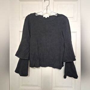 Anthropologie Eri & Ali Black Bell Sleeve Women's Top Small
